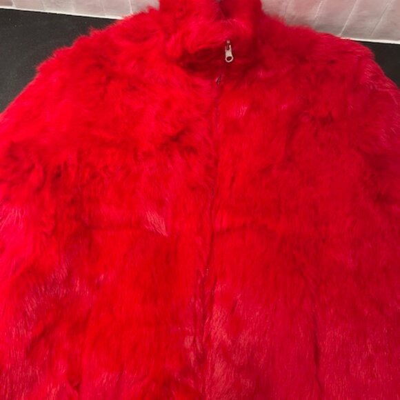 AS NEW MAXIMA WILSONS LEATHER RABBIT FUR LIPSTICK RED JACKET REVERSES NYLON XL - Picture 3 of 7